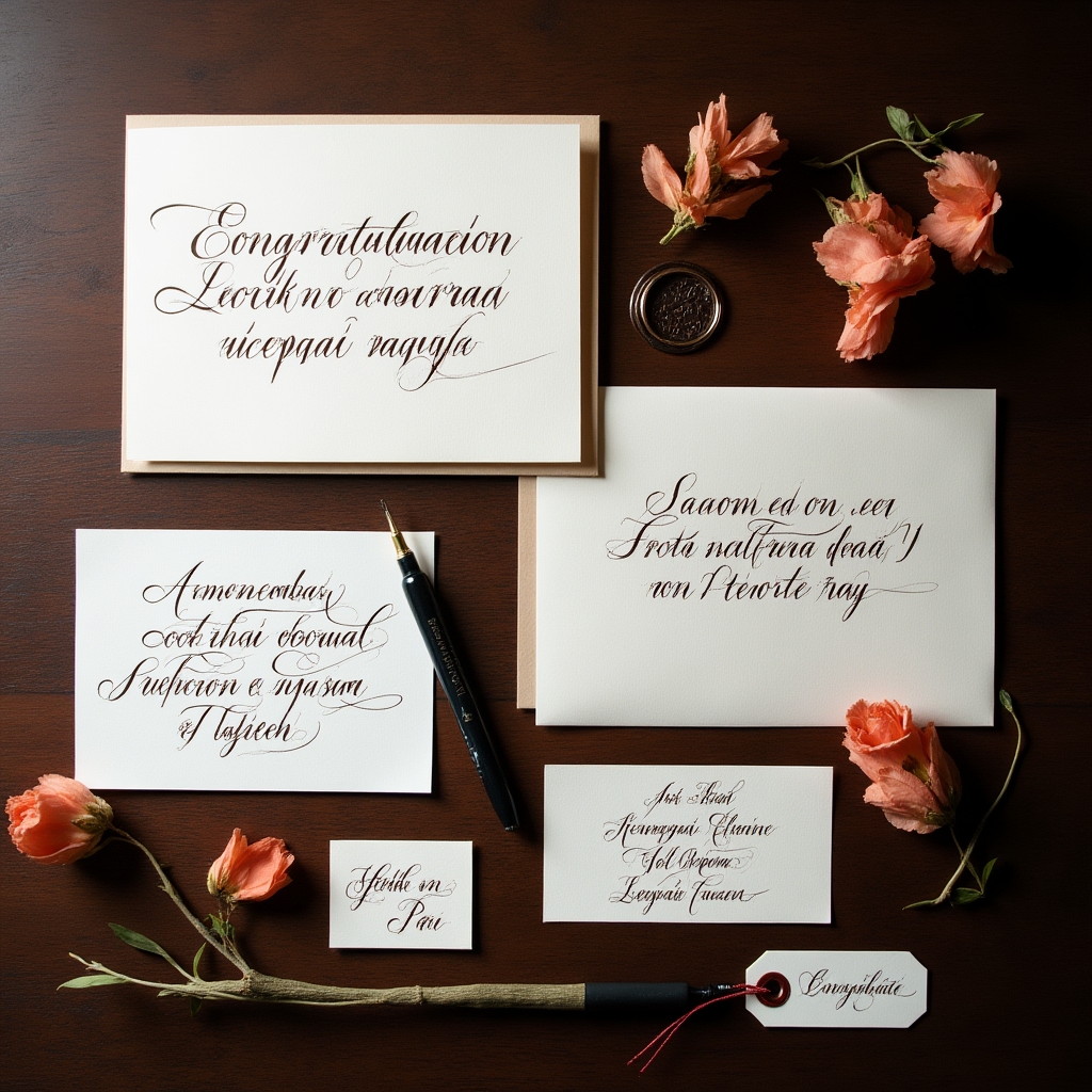 Готовые каллиграфические работы студентов: открытки и конверты