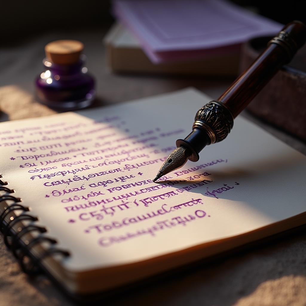 Остроконечное перо и чернила для каллиграфии