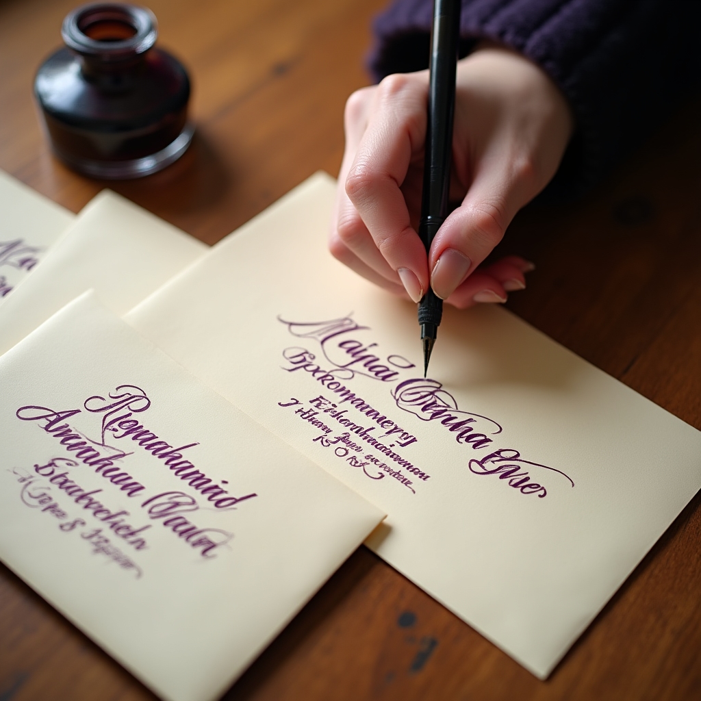 Каллиграфическое оформление конвертов для свадебных приглашений