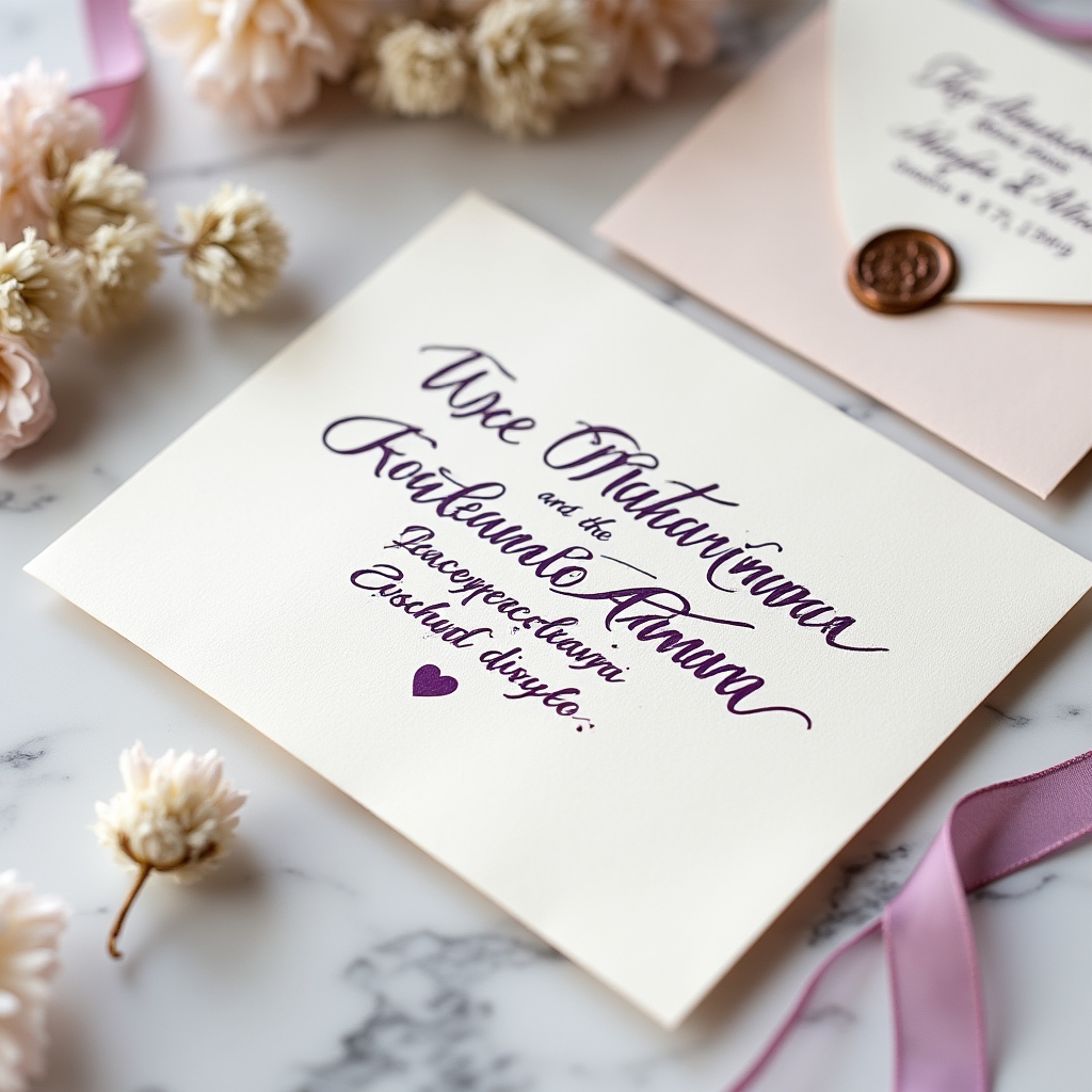 Свадебное приглашение с каллиграфической надписью на кириллице